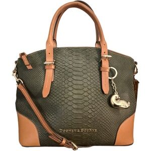 Dooney & Bourke Claremont Python Domed Satchel Crossbody in Green & Vacchetta